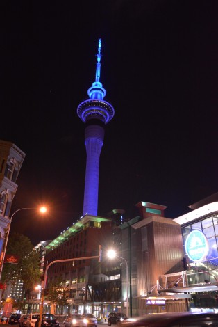 Sky Tower at night